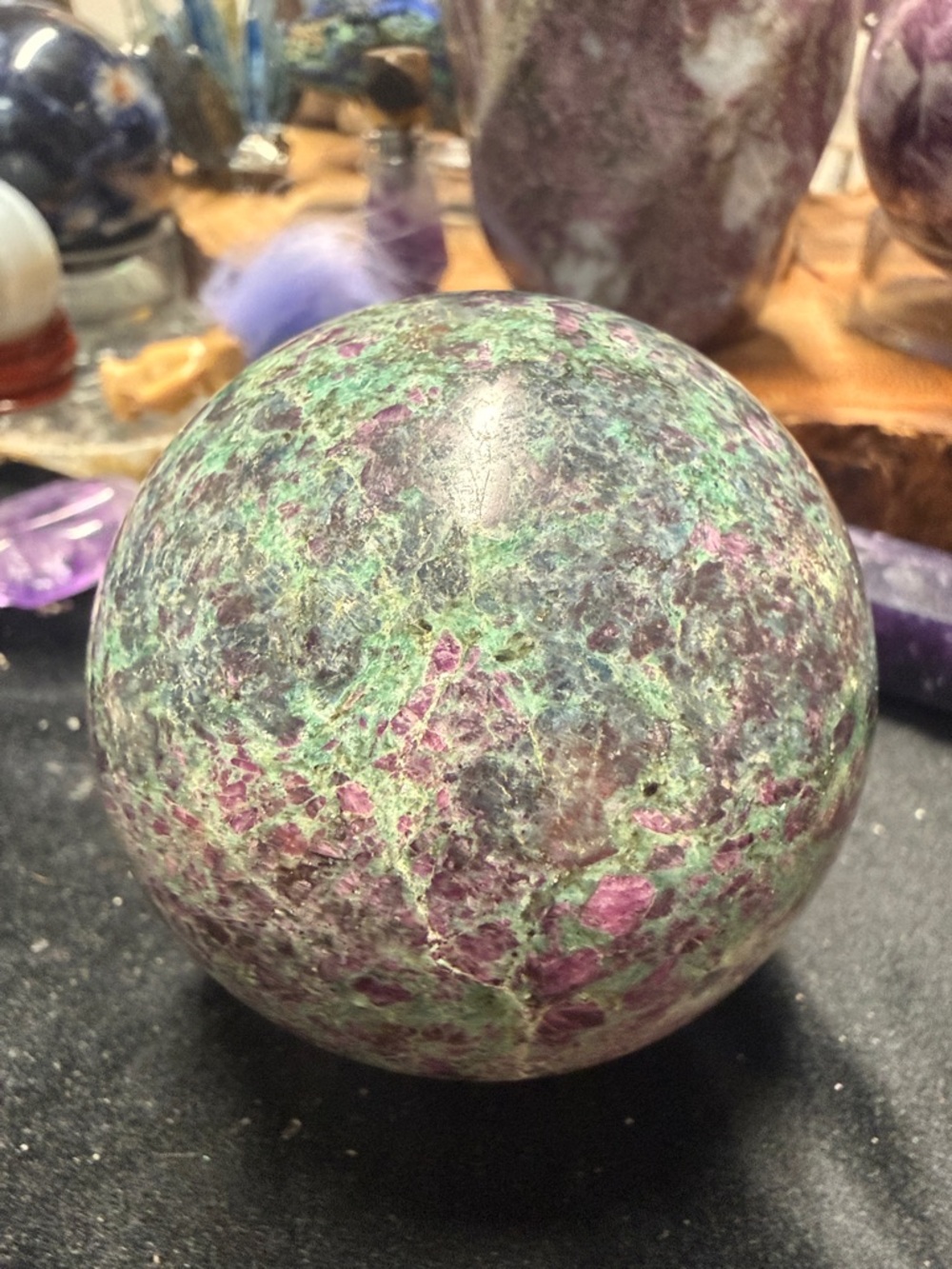 Ruby fuchsite 61mm sphere UV Reactive